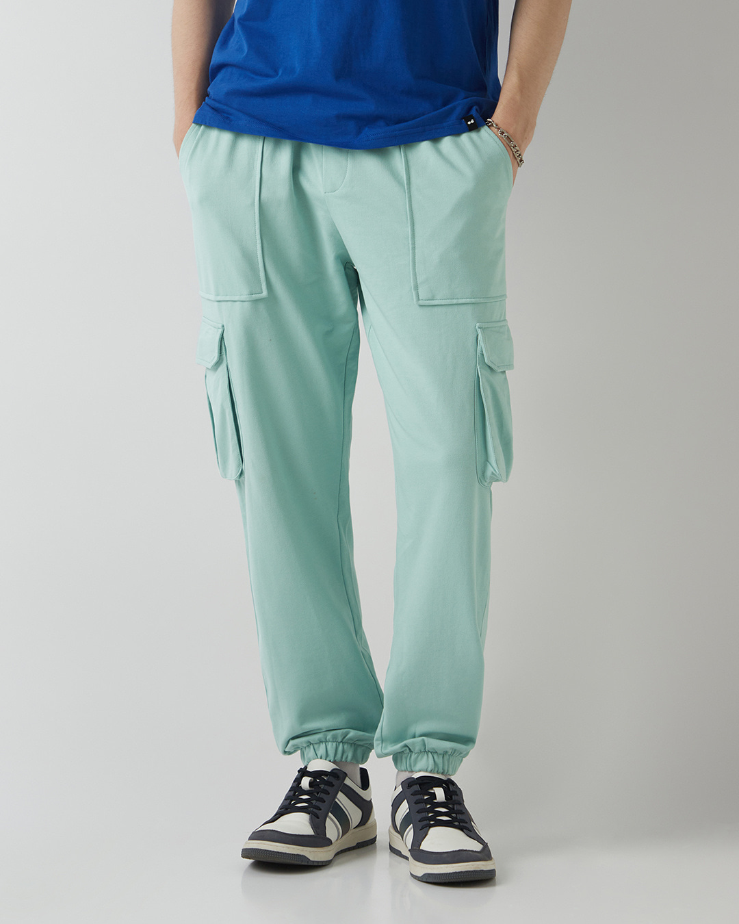 Shop Men's Green Oversized Cargo Joggers-Back