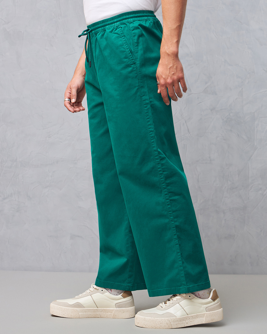Shop Men's Green Oversized Casual Pants-Back