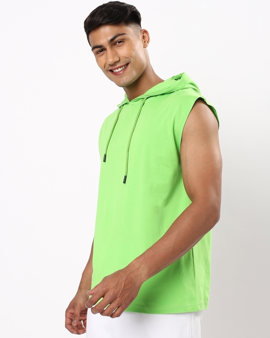 Shop Men's Green Oversized Hoodie Vest-Back