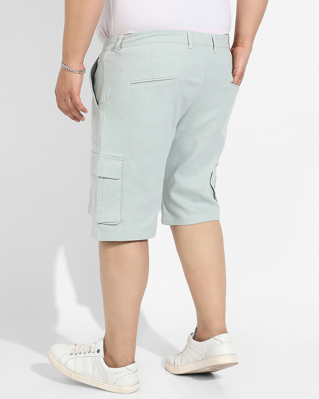 Shop Men's Green Oversized Plus Size Cargo Shorts-Back