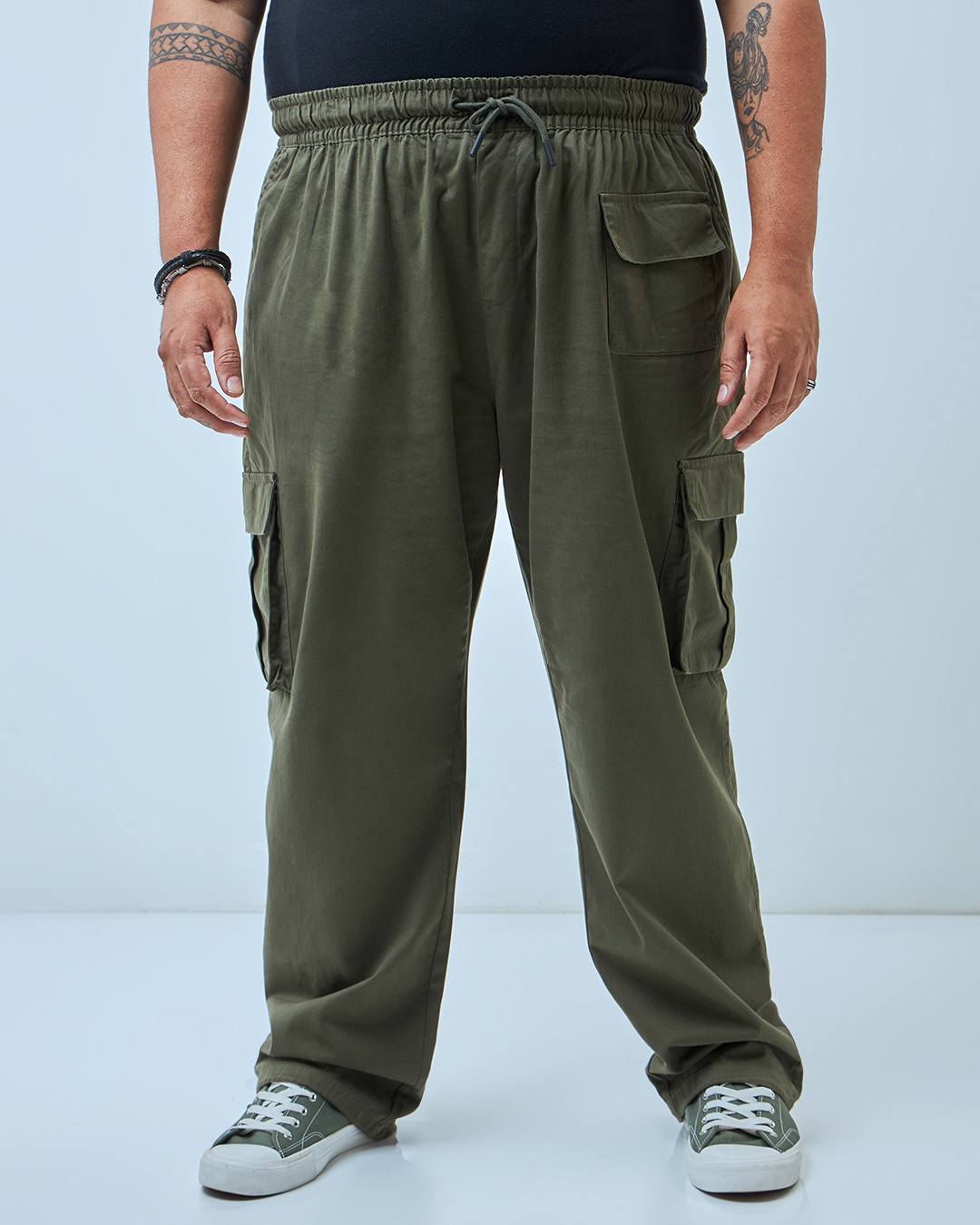 Buy Men's Green Oversized Plus Size Cargo Pants Online at Bewakoof