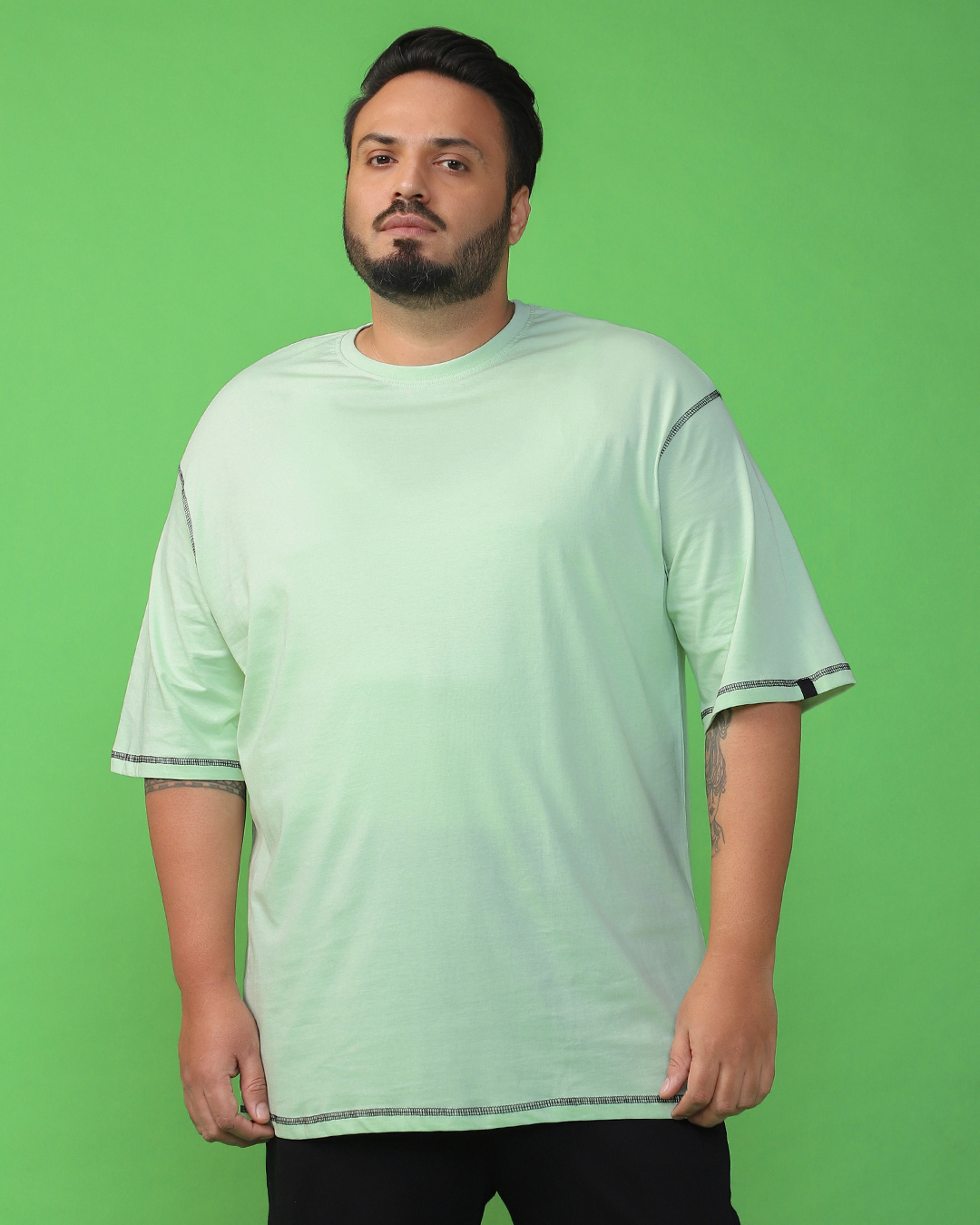 Shop Men's Green Oversized Plus Size T-shirt-Back