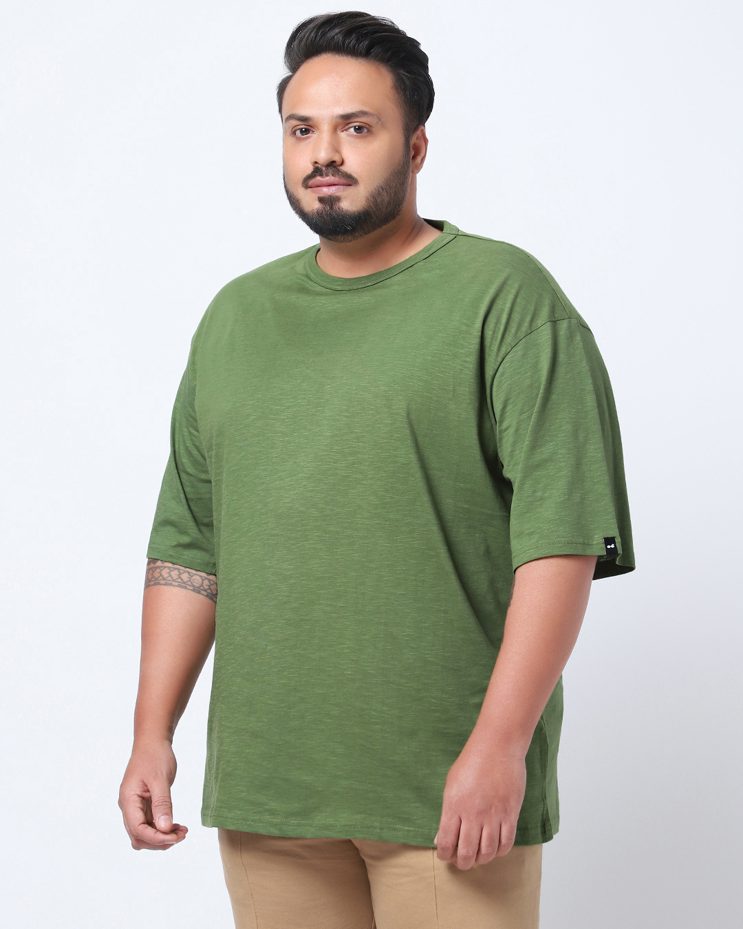 Shop Men's Green Oversized Plus Size T-shirt-Back