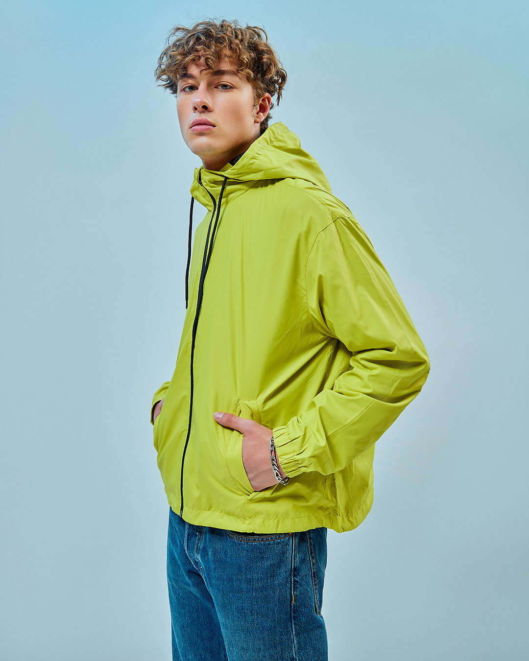 Shop Men's Green Oversized Plus Size Windcheater Jacket-Back