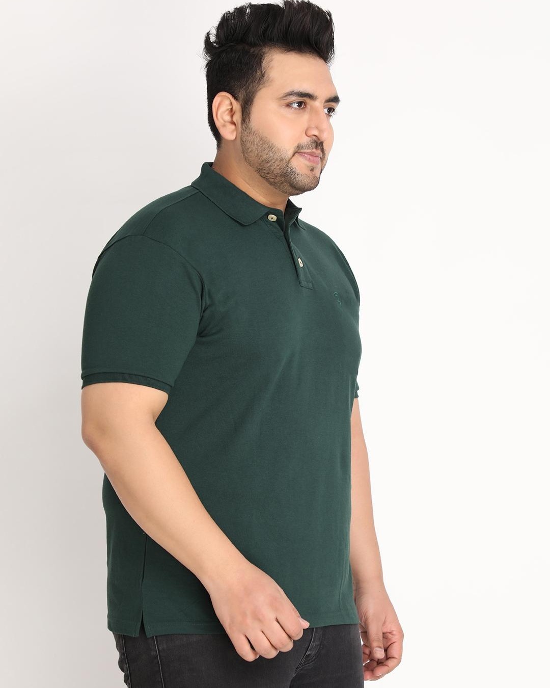 Shop Men's Green Plus Size Polo T-shirt-Back