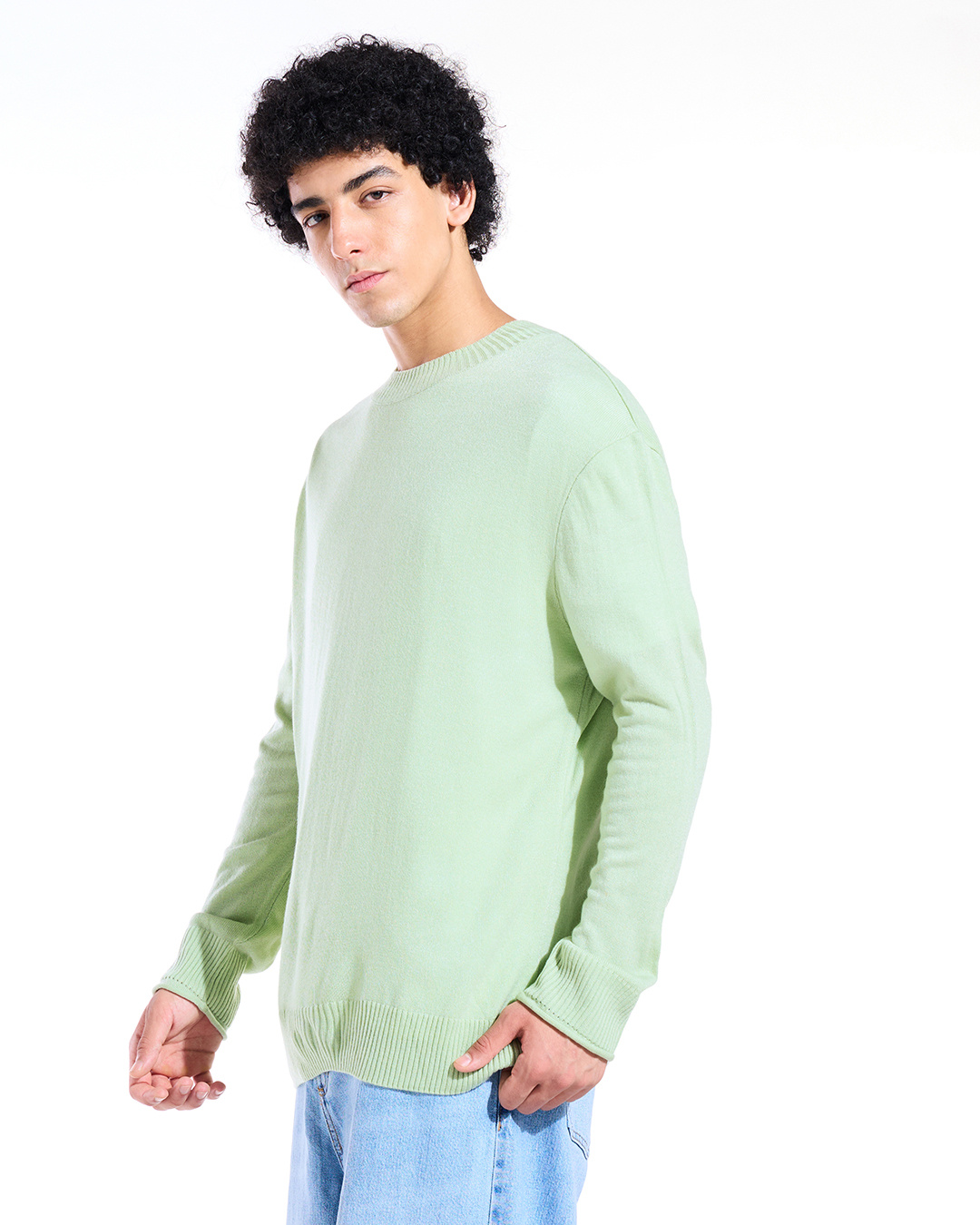 Shop Men's Green Oversized Sweater-Back