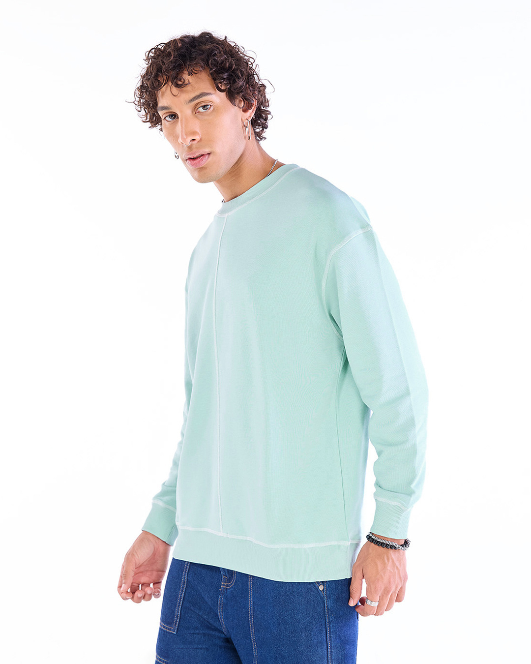 Shop Men's Green Oversized Sweatshirt-Back