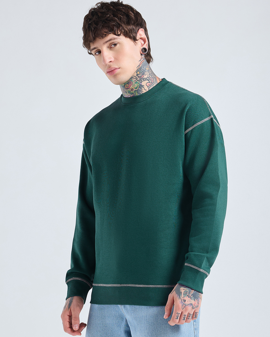 Shop Men's Green Oversized Sweatshirt-Back