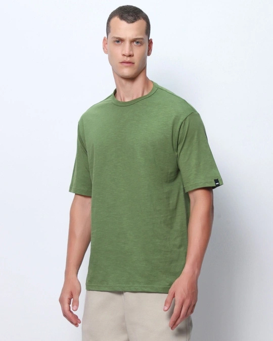 Shop Men's Green Oversized T-shirt-Back