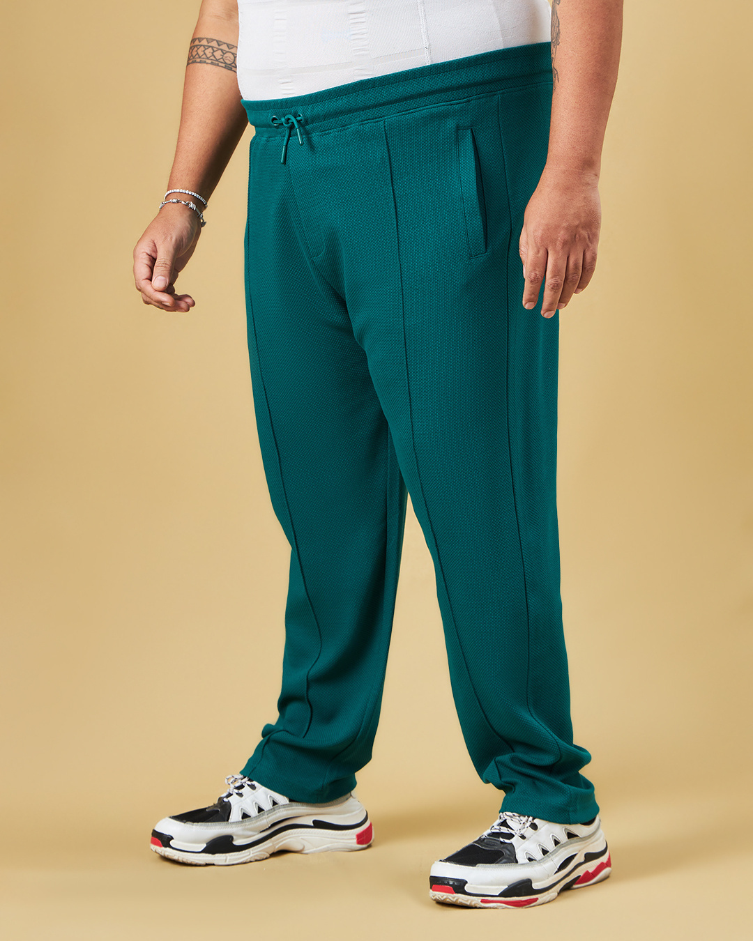 Shop Men's Green Plus Size Track Pants-Back