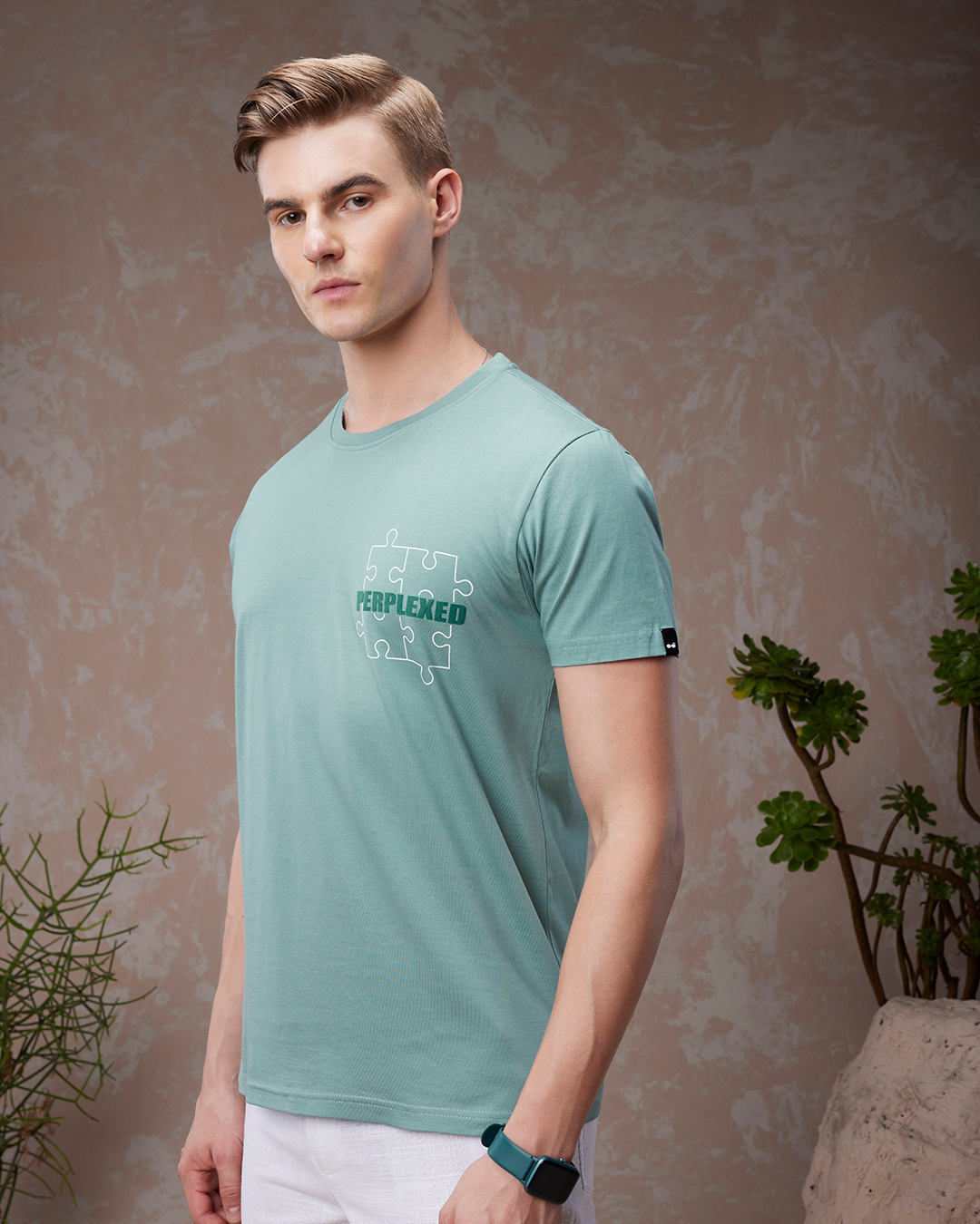 Shop Men's Green Preplexed Graphic Printed T-shirt-Back