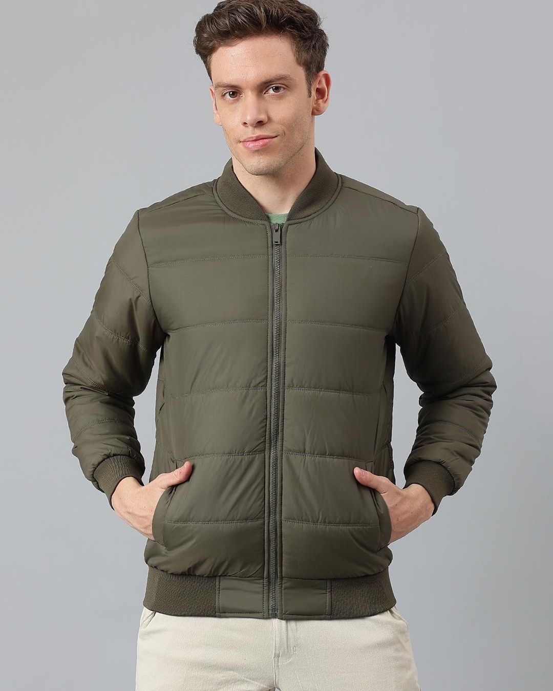 Buy Men's Green Puffer Jacket for Men Green Online at Bewakoof