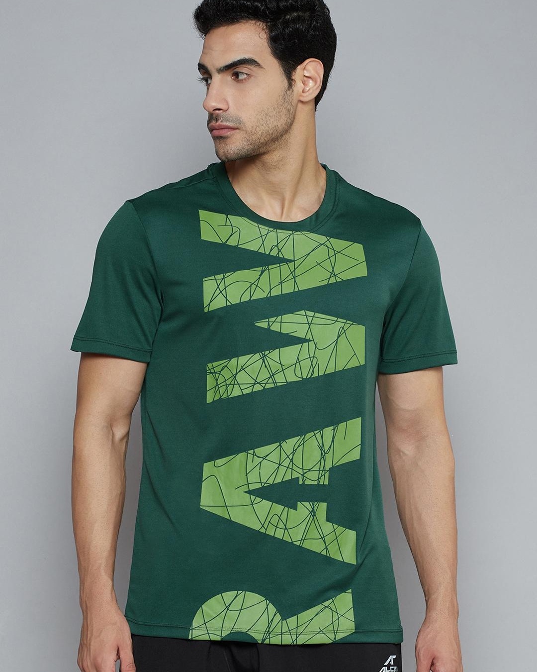 Shop Men's Green Raw Typography Slim Fit T-shirt-Back