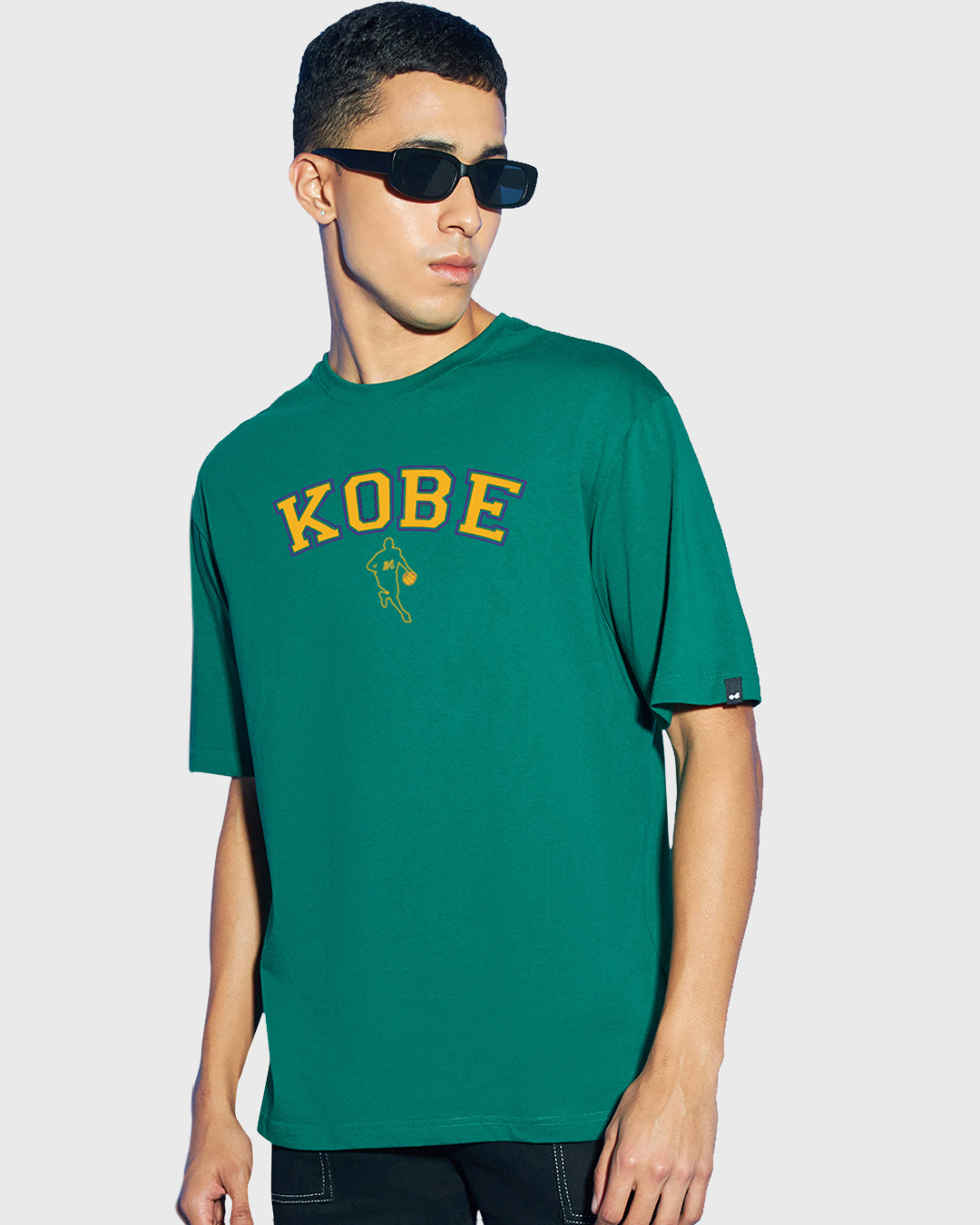Shop Men's Green Remembering Kobe Bryant Typography Oversized T-shirt-Back