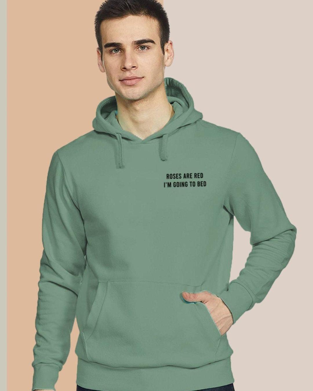 Buy Men's Green Roses are Red I'm Going to Bed Typography Hoodie Online