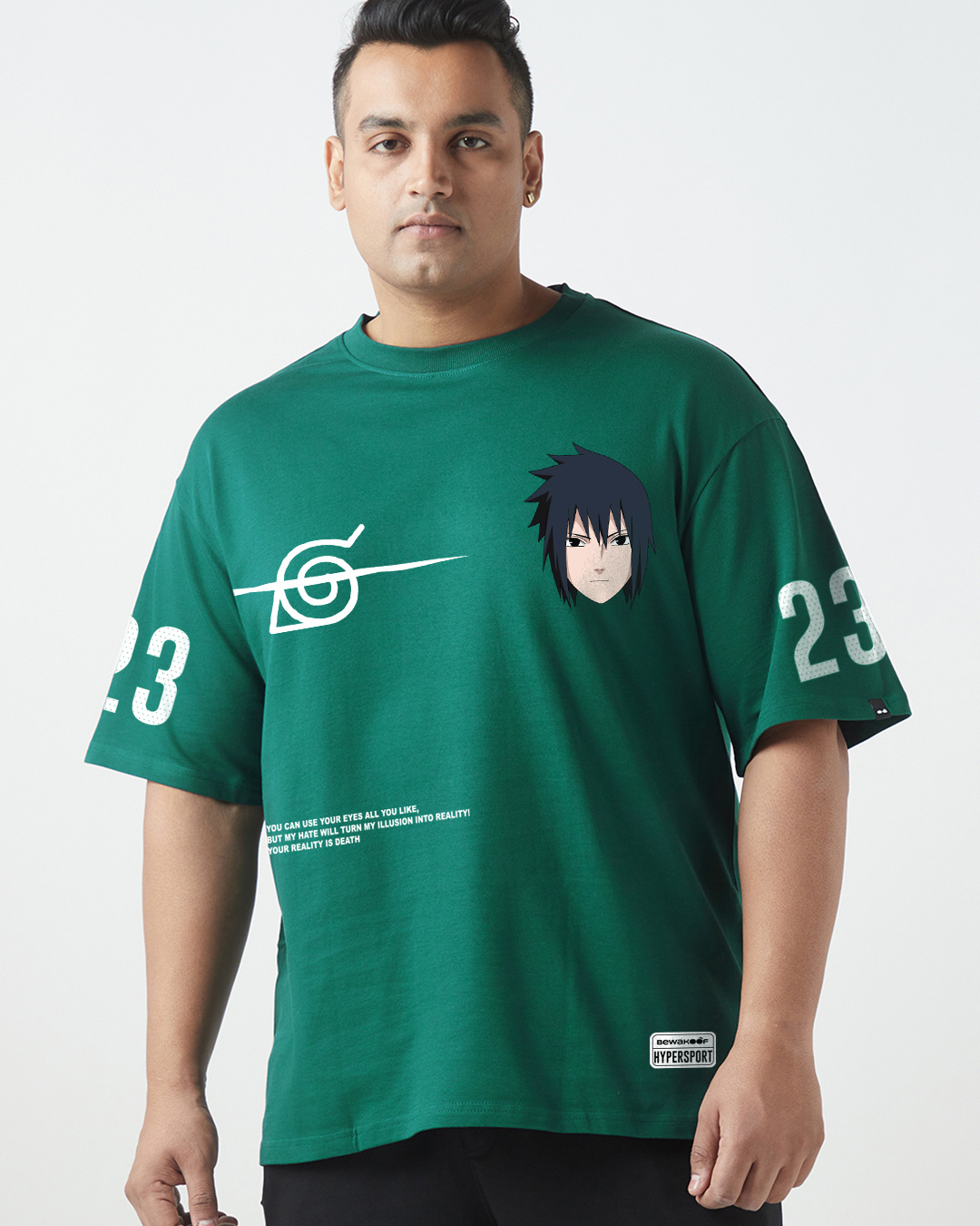 Shop Men's Green Sasuke Graphic Printed Oversized Plus Size T-shirt-Back