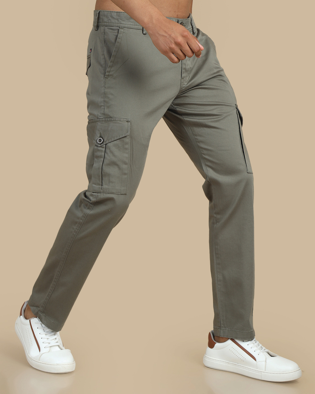 Shop Men's Fern Green Slim Fit Cargo Pants-Back