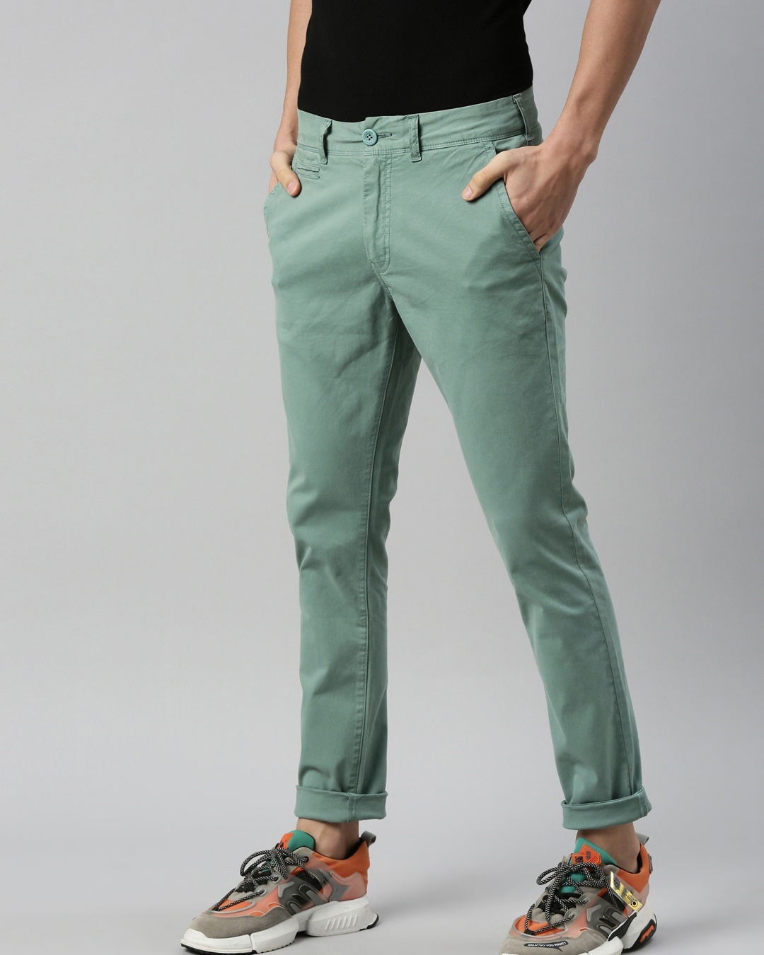 Shop Men's Green Slim Fit Chinos-Back