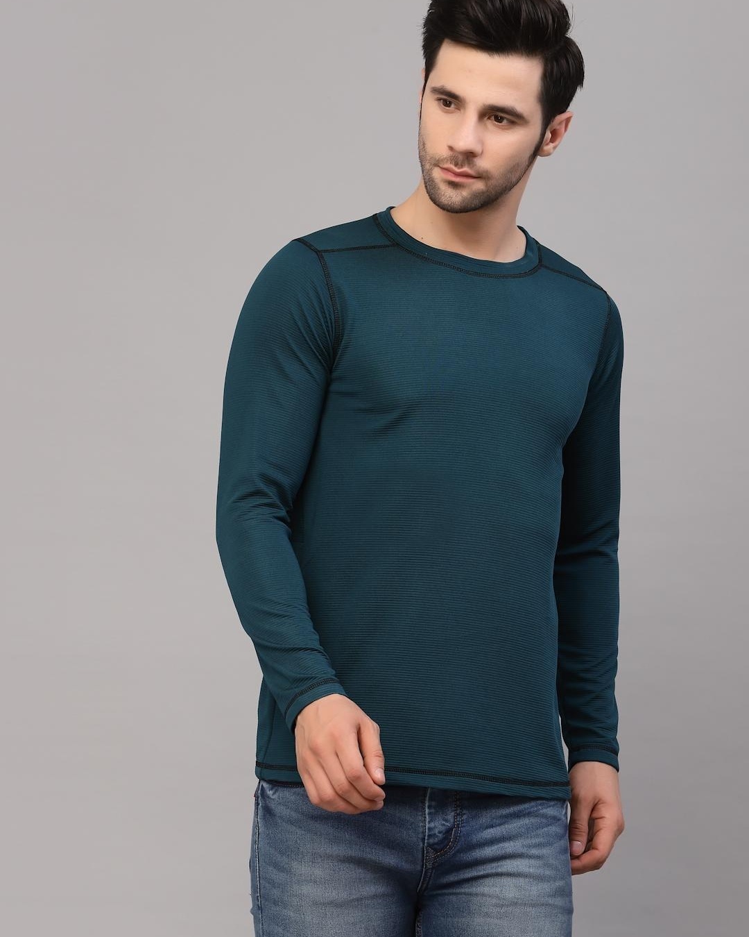 Buy Men's Green Corduroy Slim Fit T-shirt Online at Bewakoof