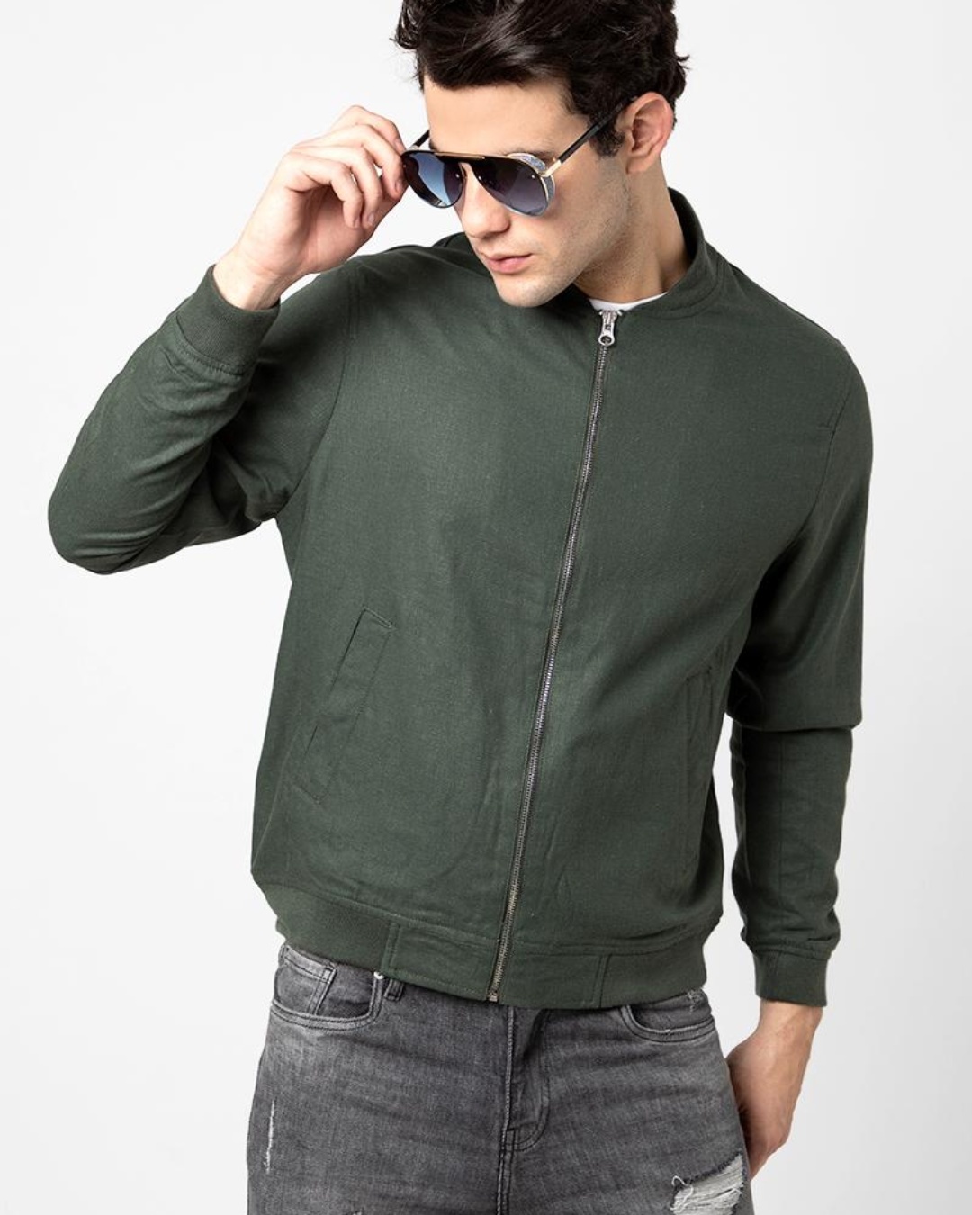 Shop Men's Green Slim Fit Jacket-Back