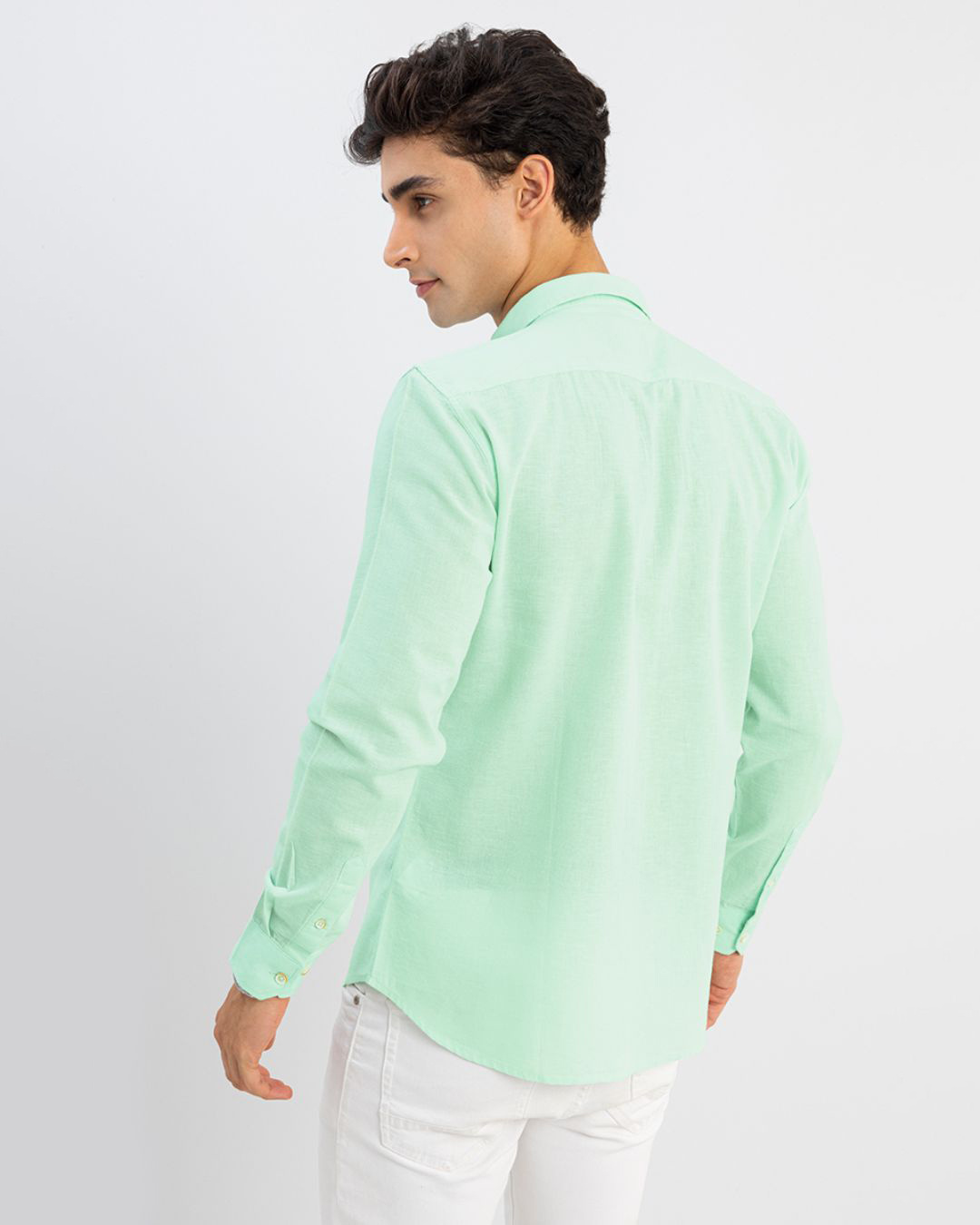 Shop Men's Green Slim Fit Shirt-Back
