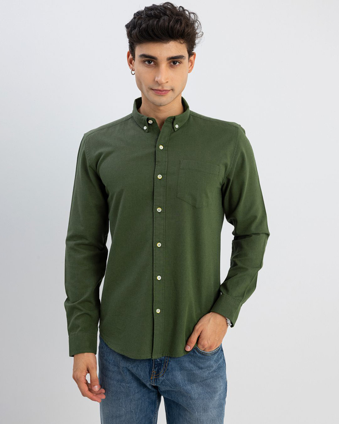 Buy Mens Green Slim Fit Shirt Online At Bewakoof 8745