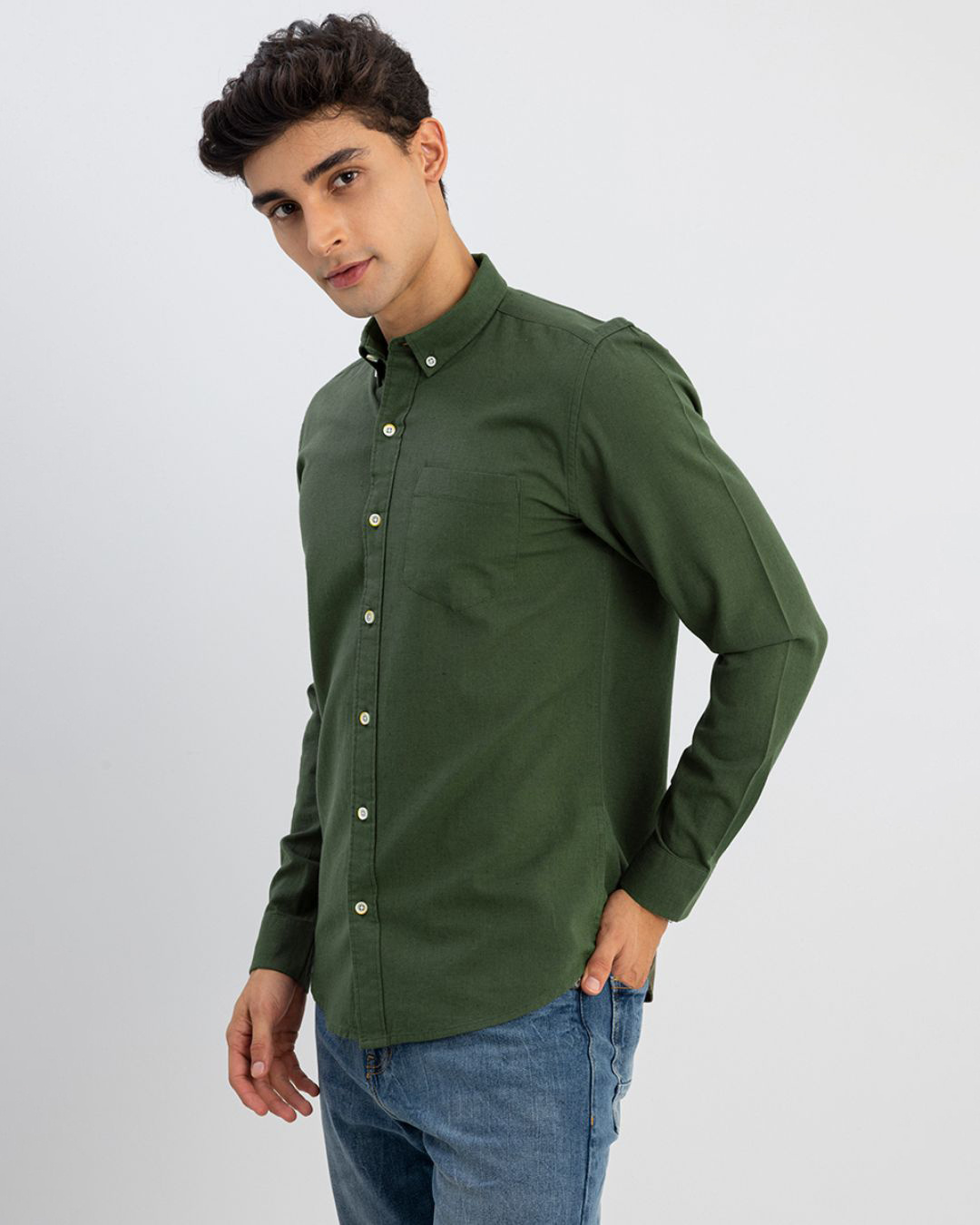 Shop Men's Green Slim Fit Shirt-Back