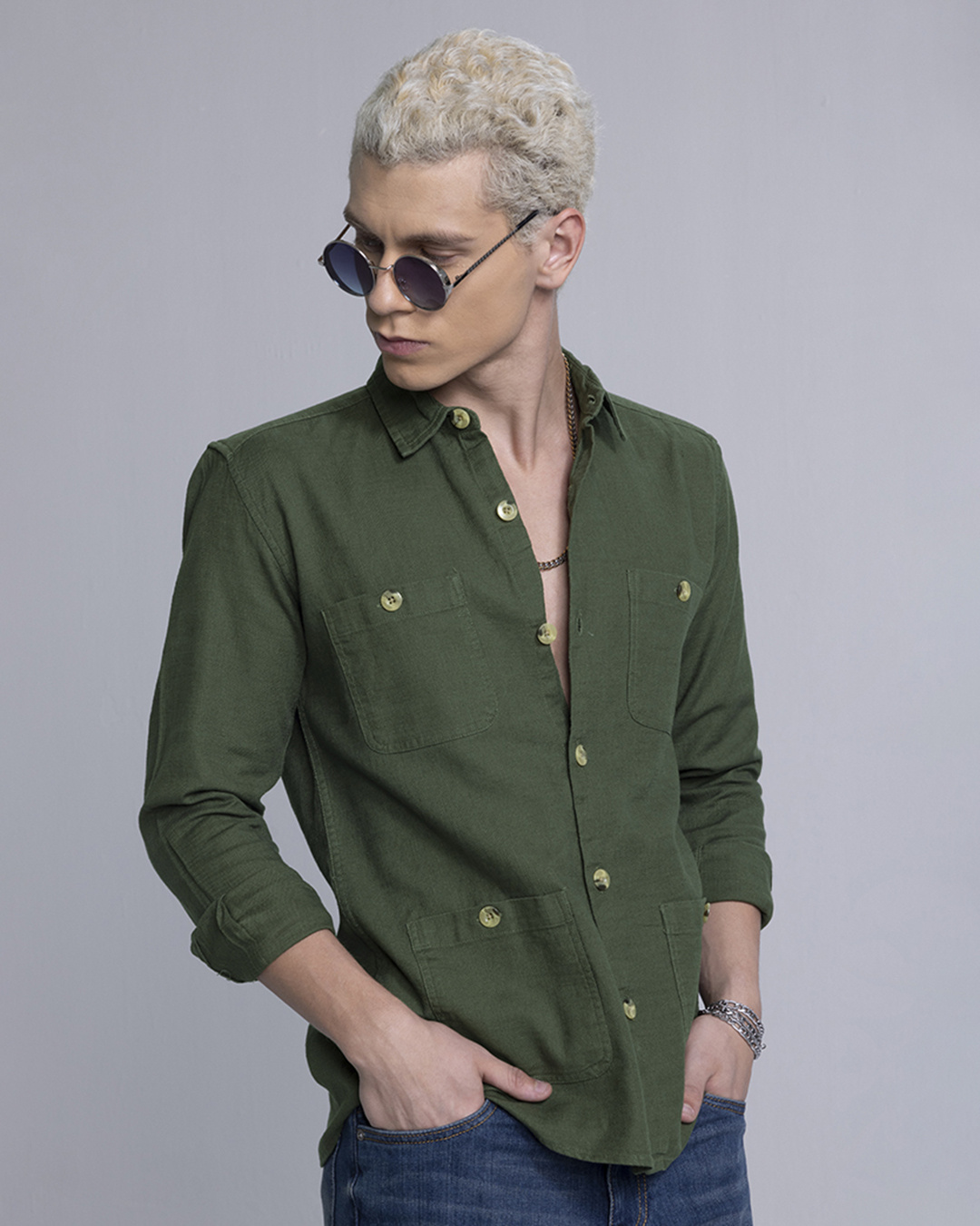 Buy Mens Green Slim Fit Shirt Online At Bewakoof 5408