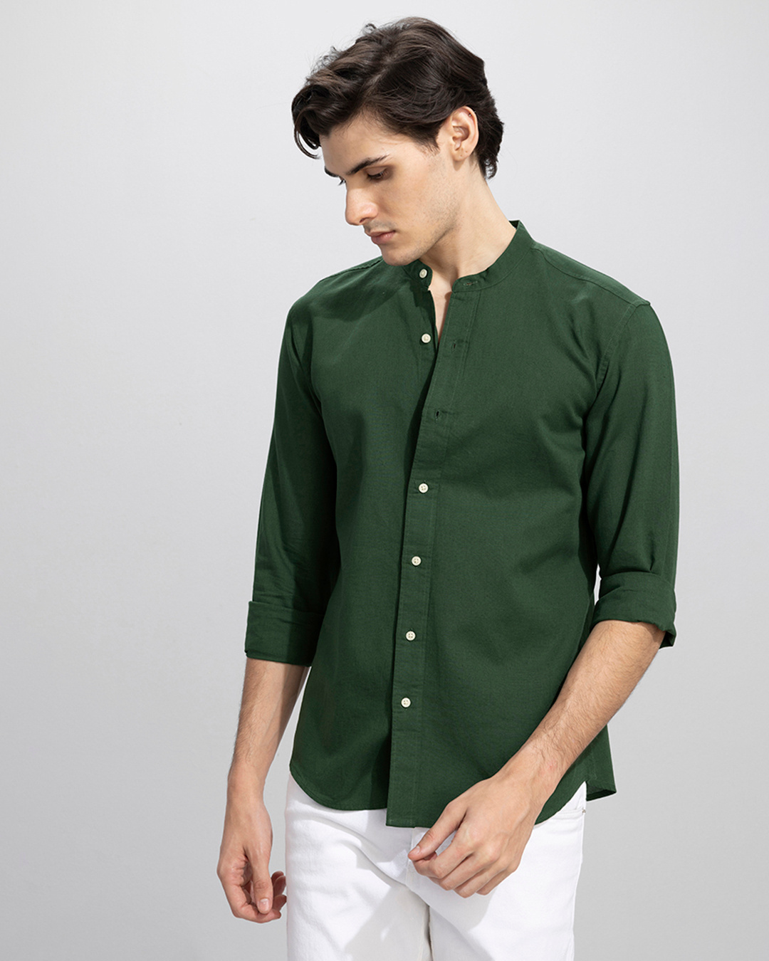 Shop Men's Green Slim Fit Shirt-Back