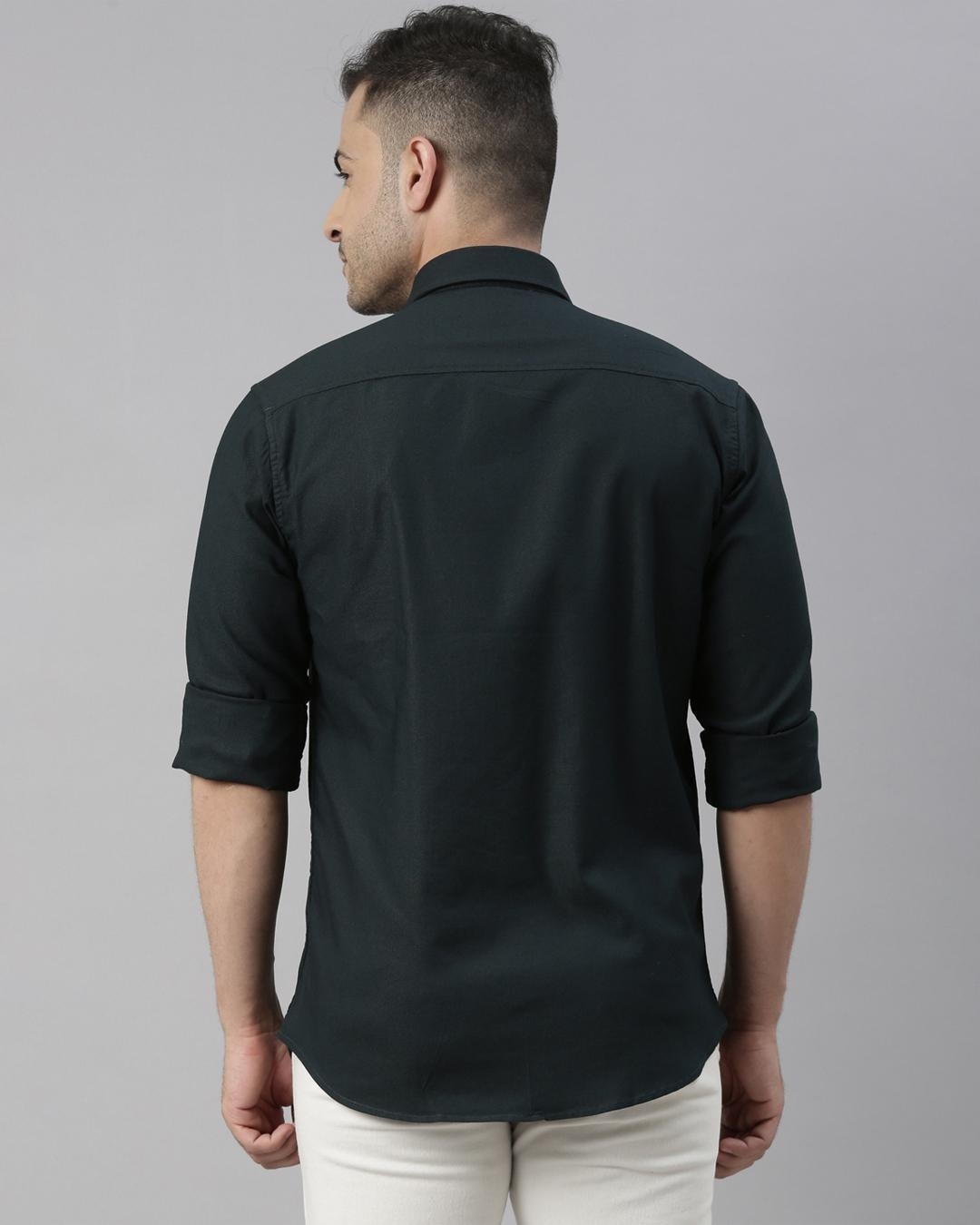 Shop Men's Green Slim Fit Shirt-Back