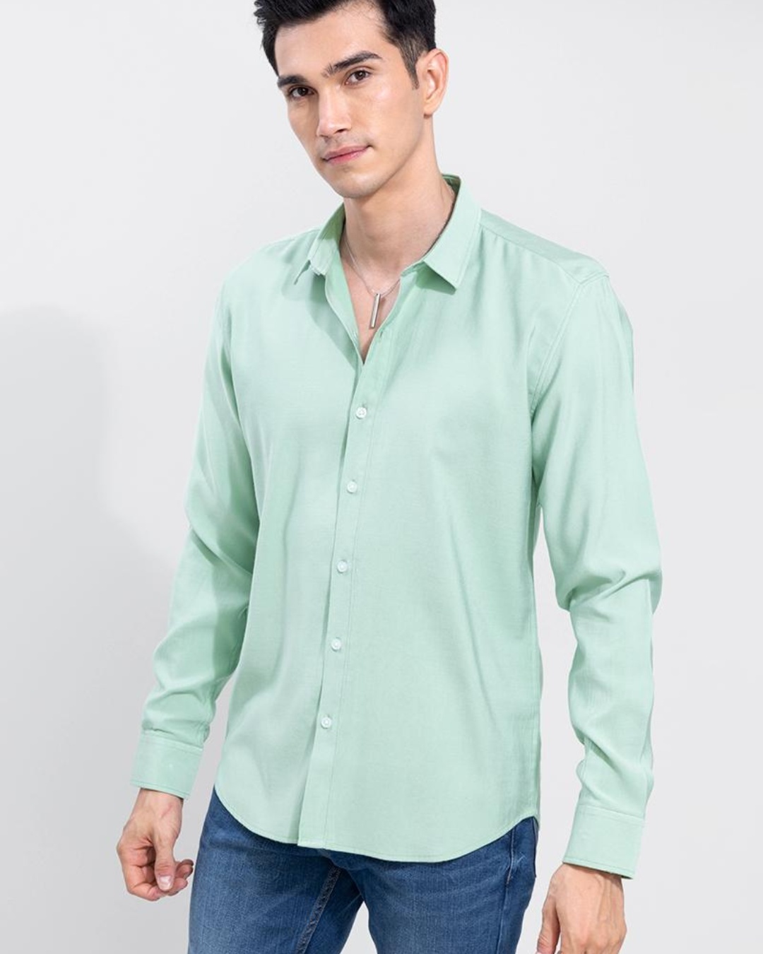 Shop Men's Green Slim Fit Shirt-Back