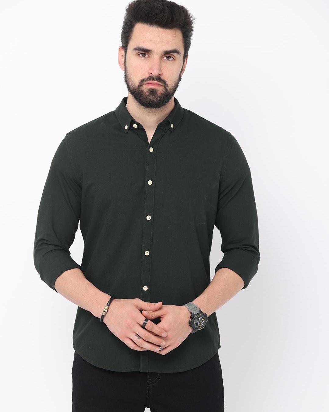 Men's Green Checked Slim Fit Shirt