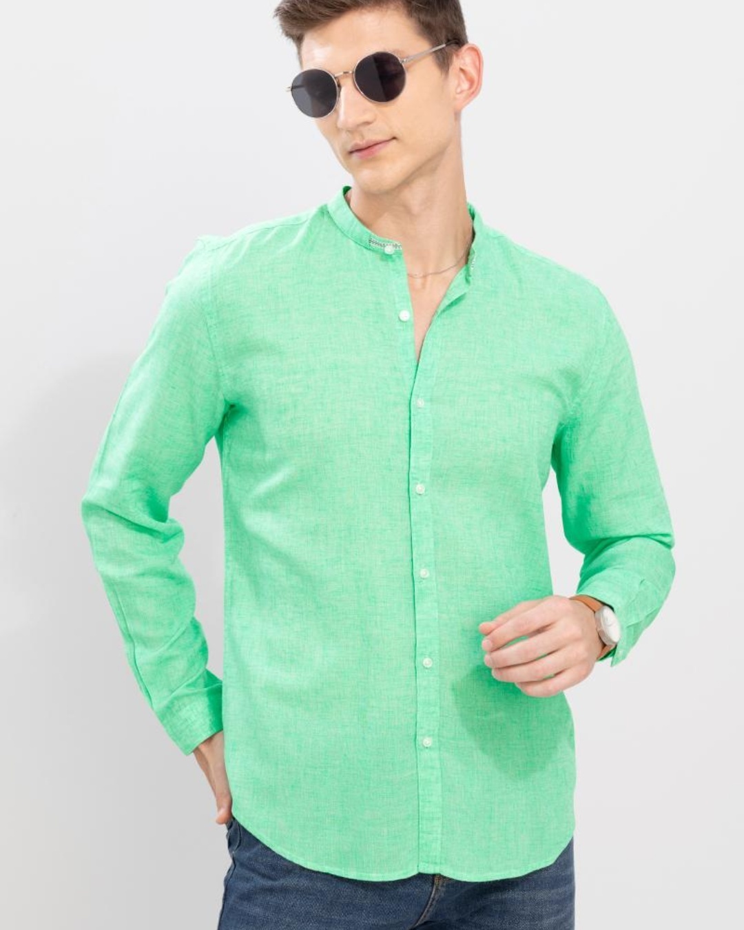 Buy Mens Green Slim Fit Shirt Online At Bewakoof 7503