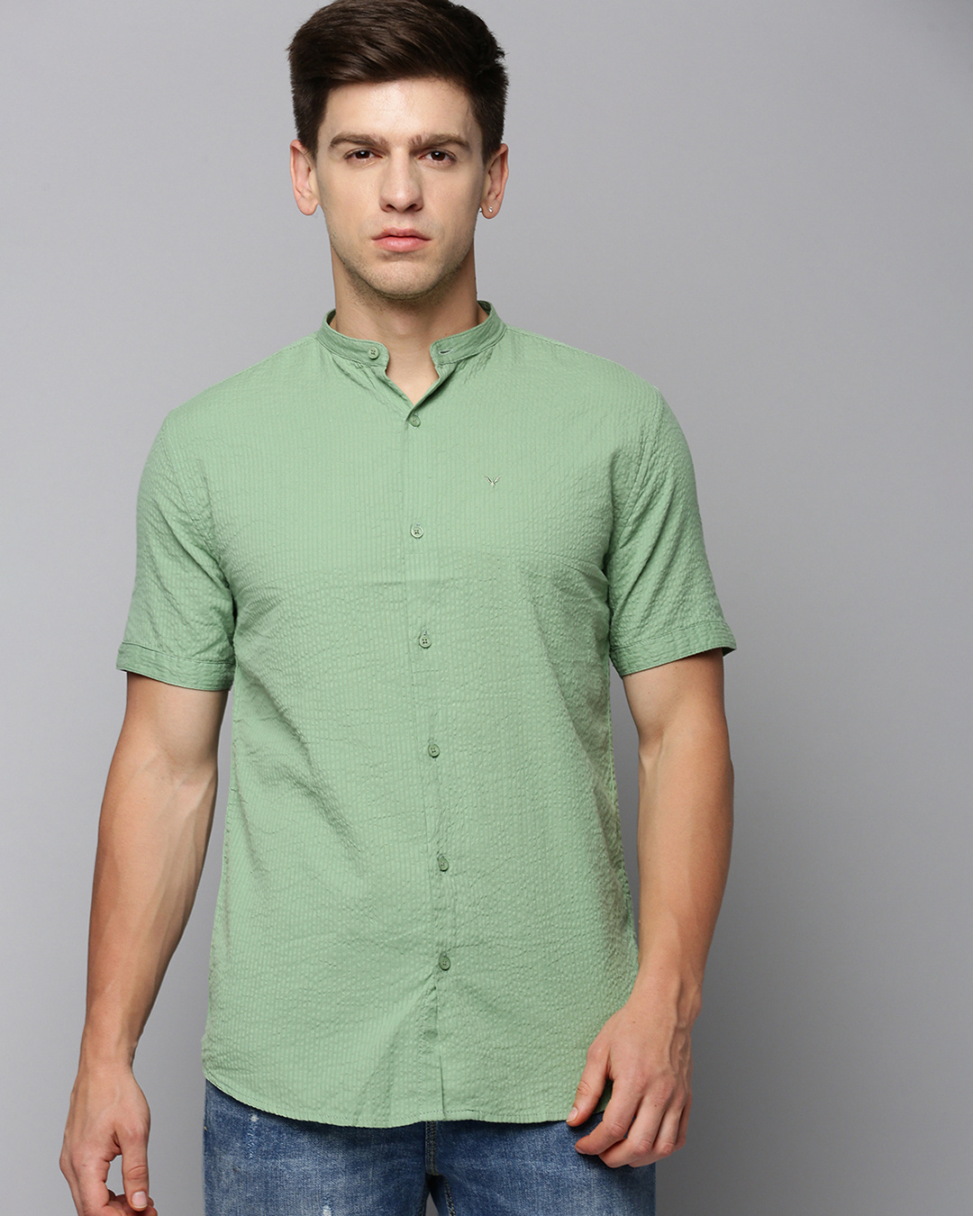 Men's Abstract Green Slim Fit Shirt