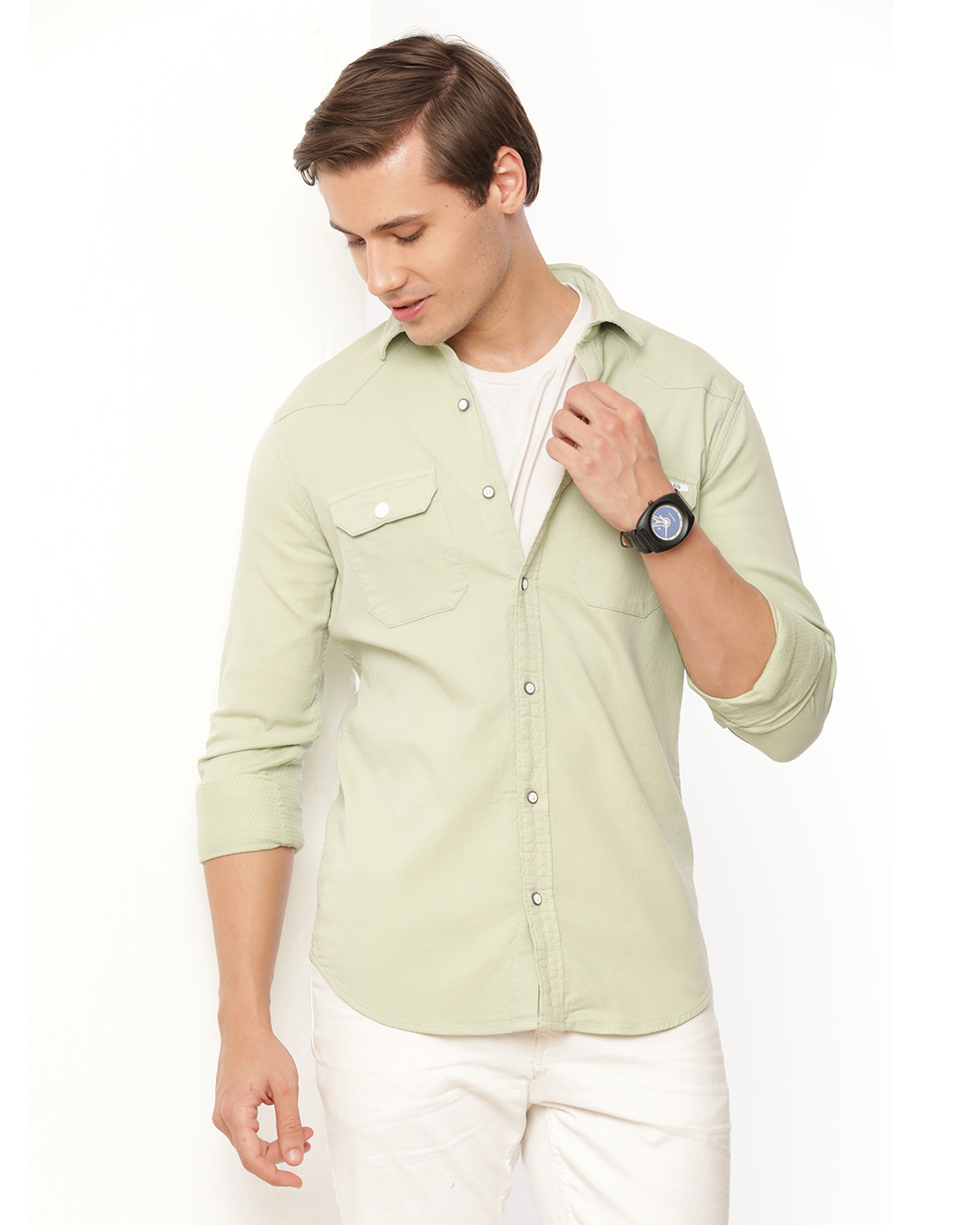 Green Slim Straight Fit Men's Short Sleeves T-Shirt by Being Human Clothing
