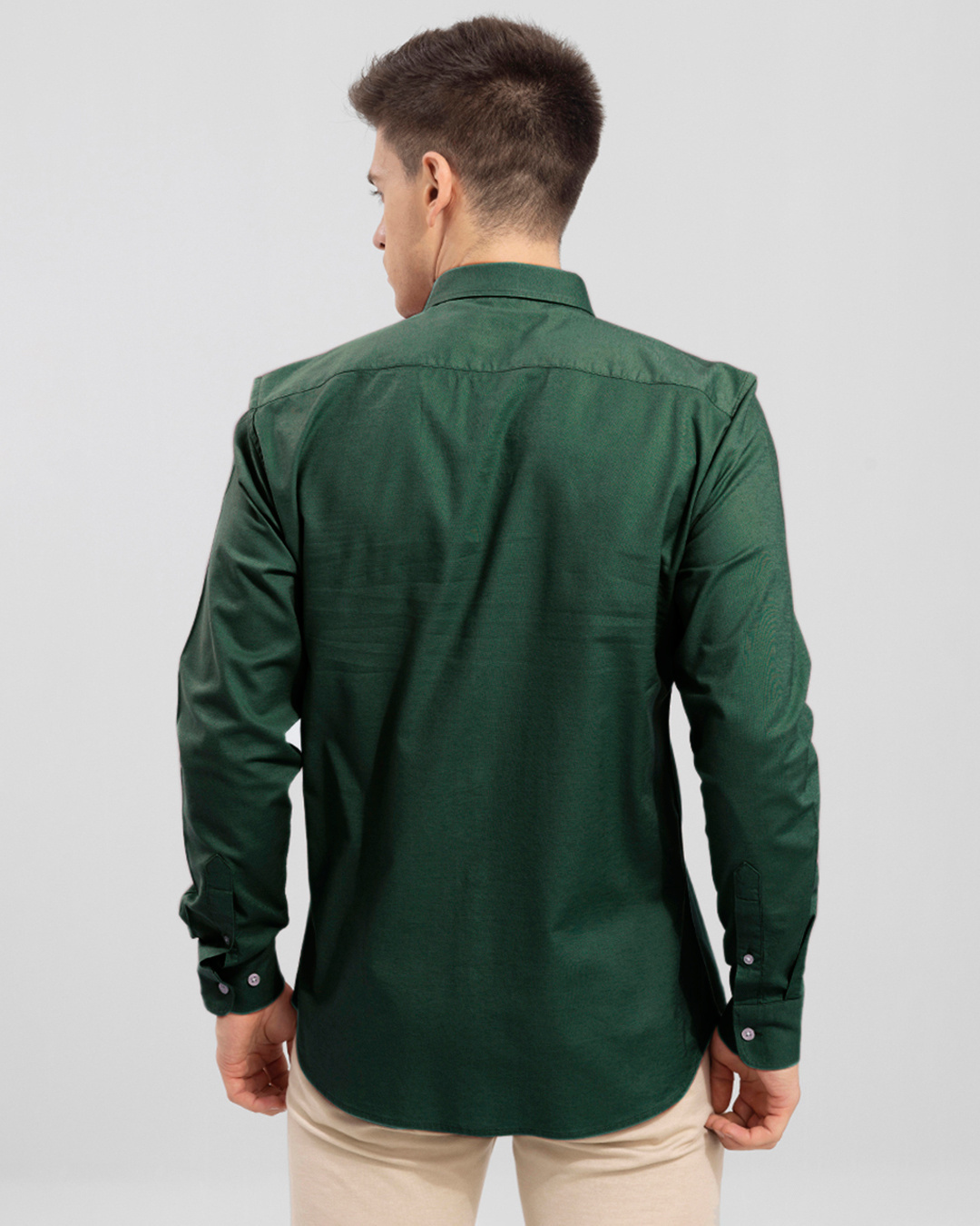 Shop Men's Green Slim Fit Shirt-Back