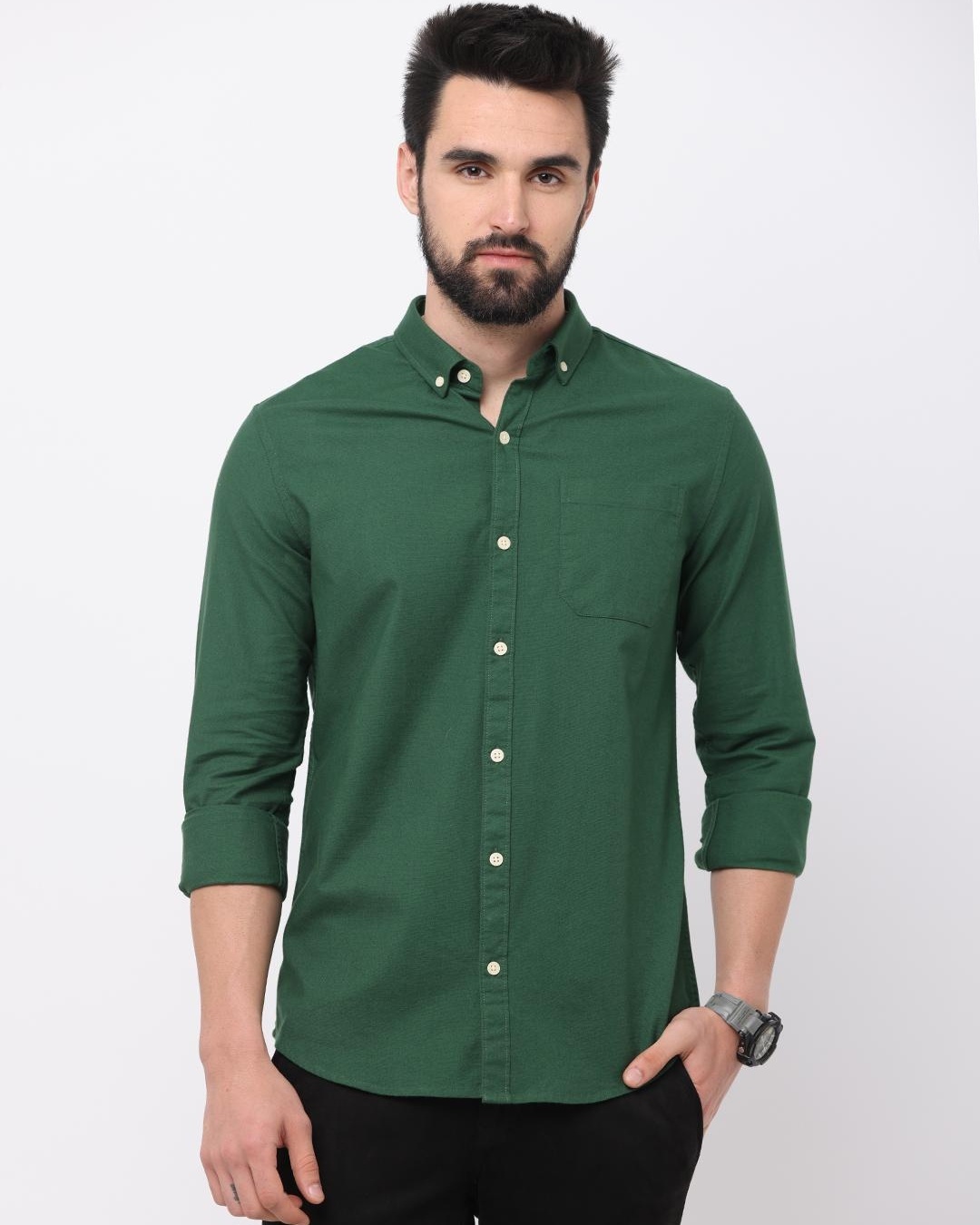 Buy Mens Green Slim Fit Shirt Online At Bewakoof 9697