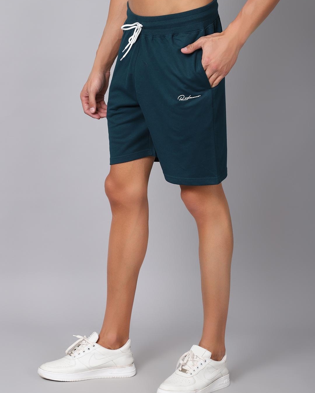 Shop Men's Green Slim Fit Shorts-Back