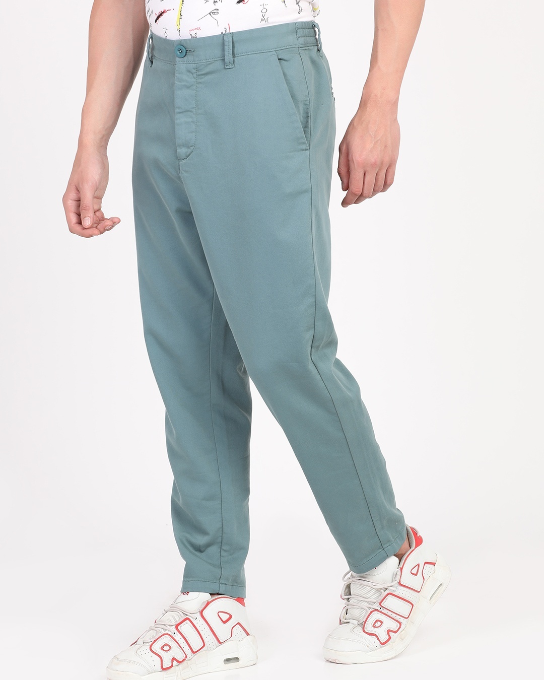 Shop Men's Green Slim Fit Trousers-Back