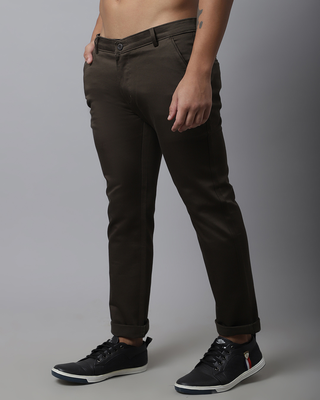 Shop Men's Green Slim Fit Trousers-Back