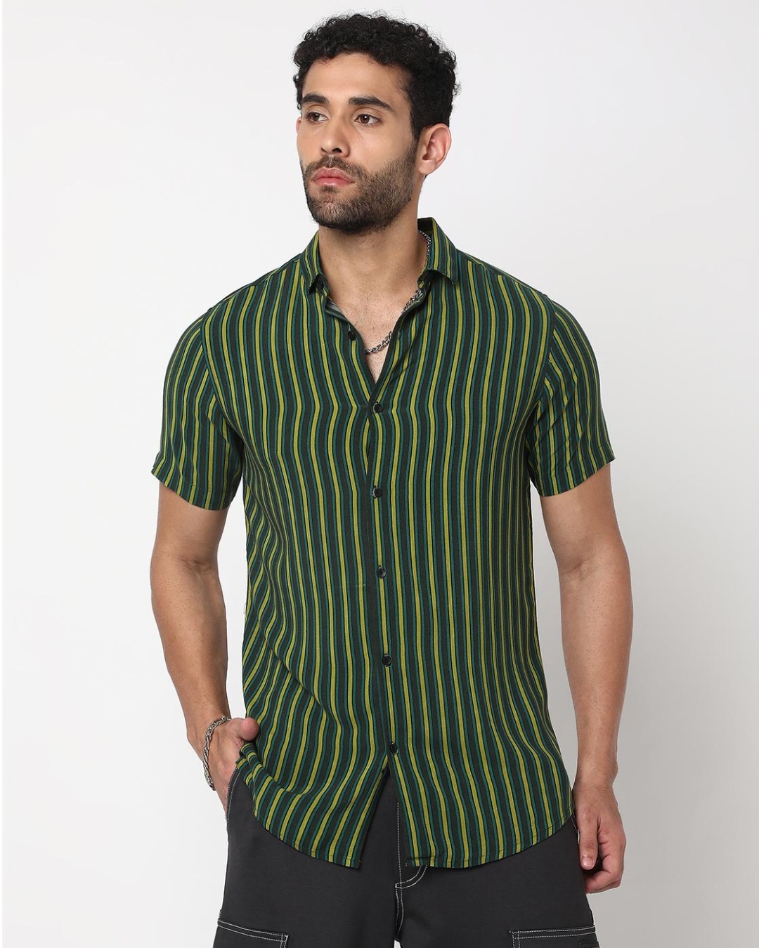 Buy Men's Green Striped Shirt Online at Bewakoof