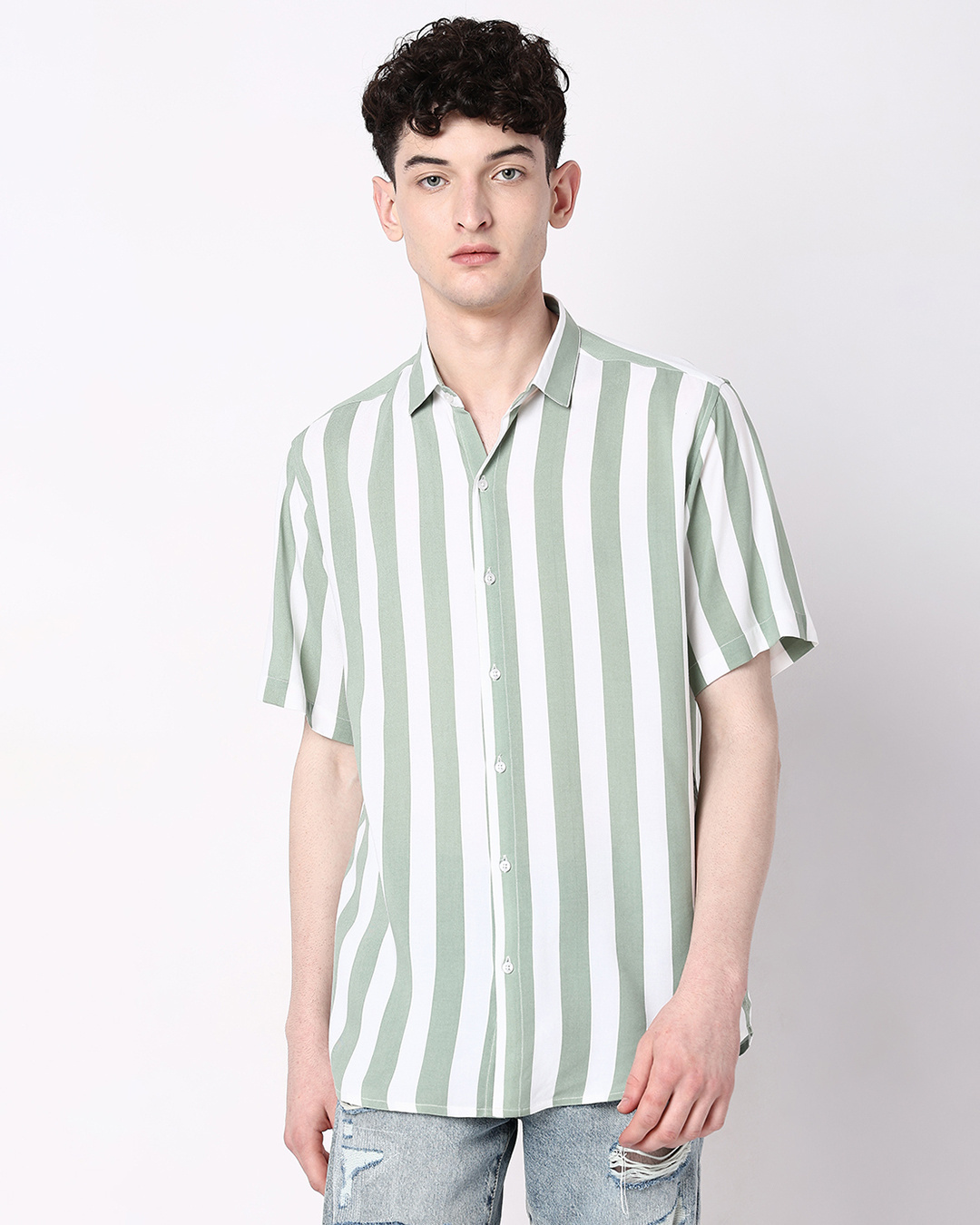 Buy Men's Green Striped Shirt Online at Bewakoof