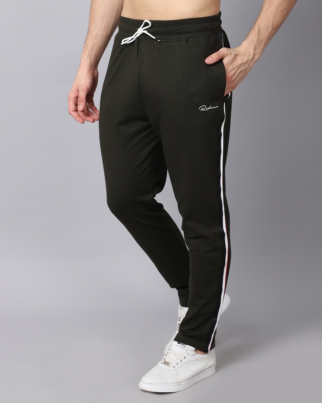 Buy Men's Green Striped Slim Fit Track Pants Online at Bewakoof