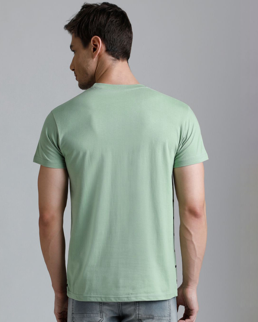Shop Men's Green Striped T-shirt-Back