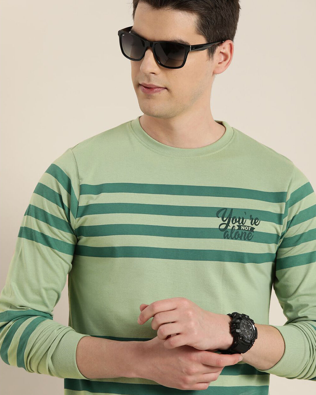 Buy Men's Green Striped Tshirt Online at Bewakoof