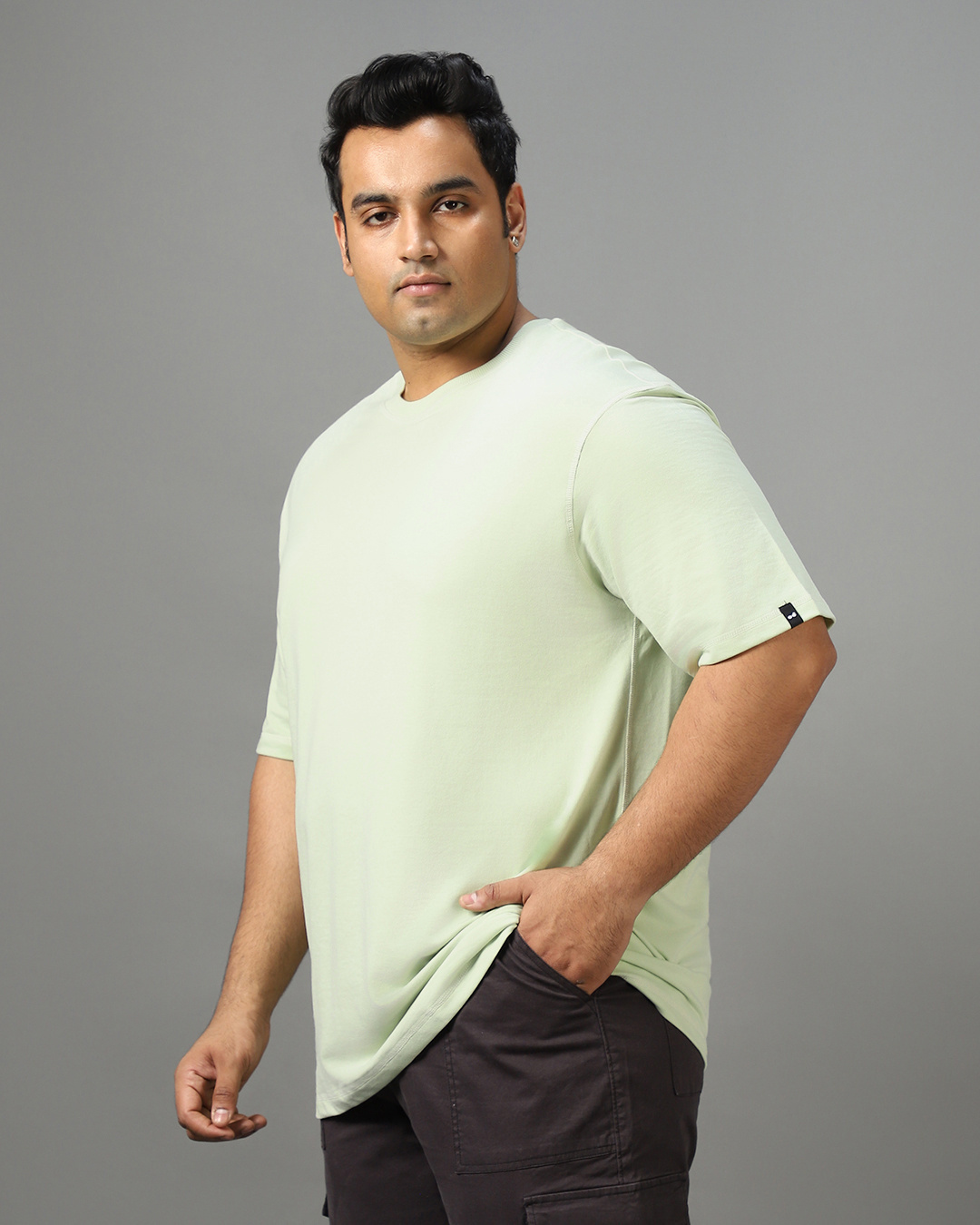 Shop Men's Green Super Loose Fit Plus Size T-shirt-Back