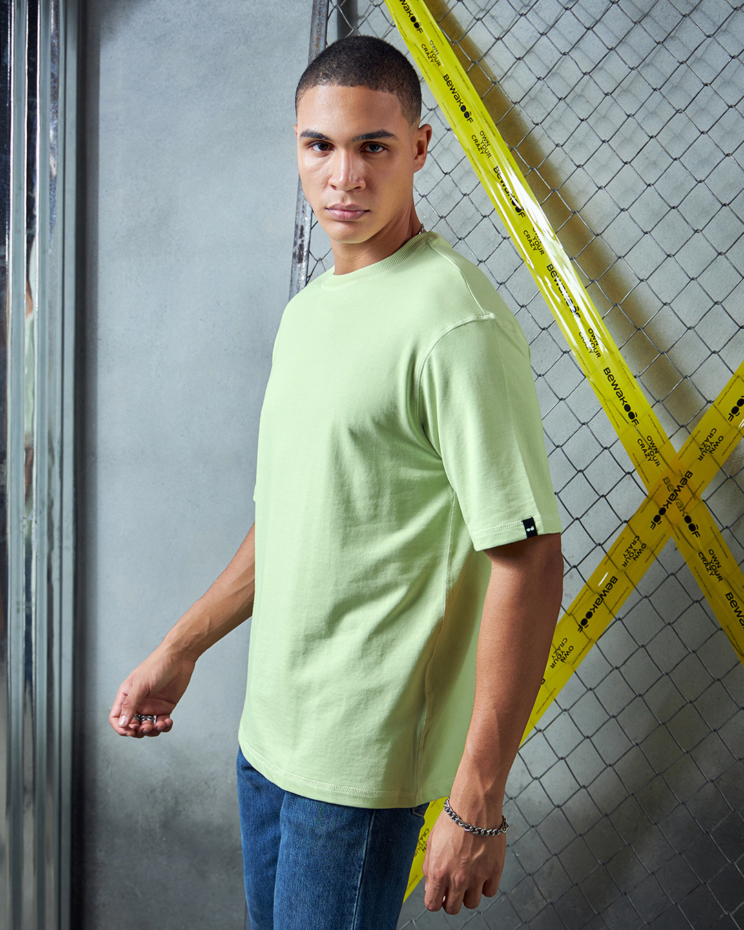 Shop Men's Green Super Loose Fit T-shirt-Back
