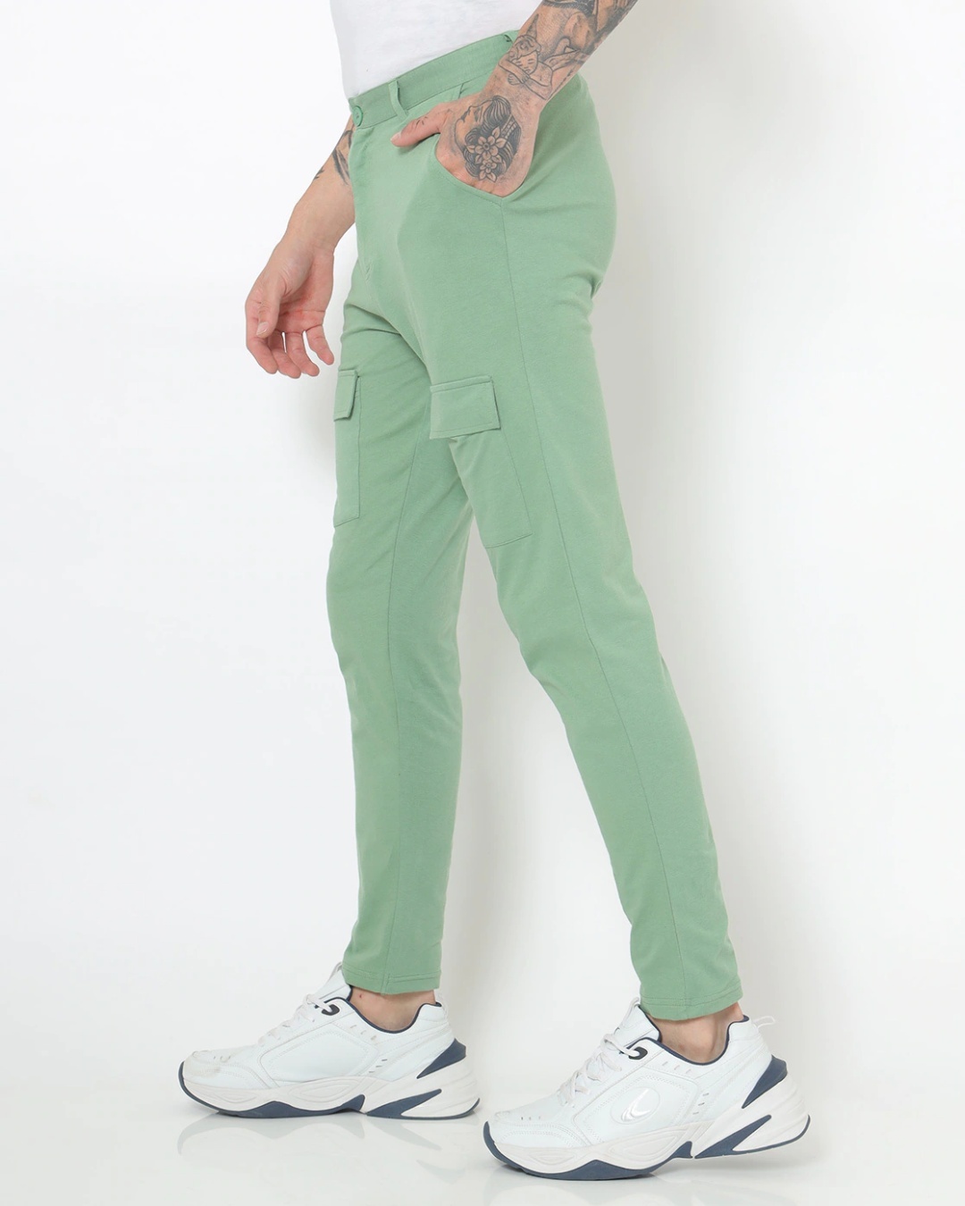 Shop Men's Green Tapered Fit Chinos-Back