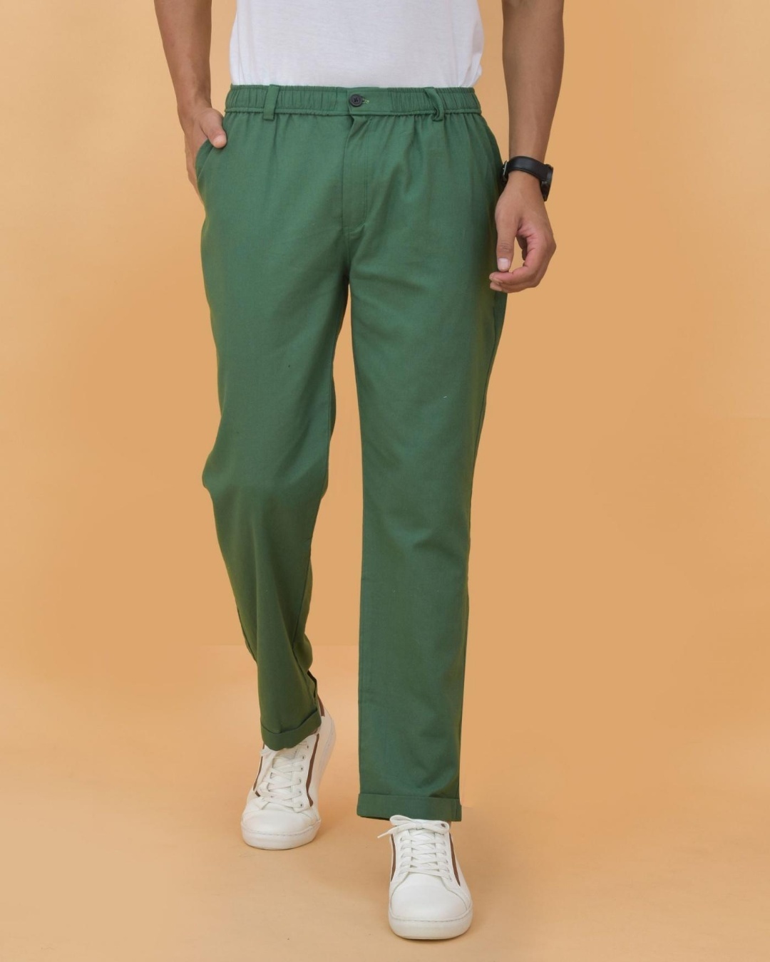Buy Andamen Sage Green Linen Regular Fit Trousers for Mens Online @ Tata  CLiQ