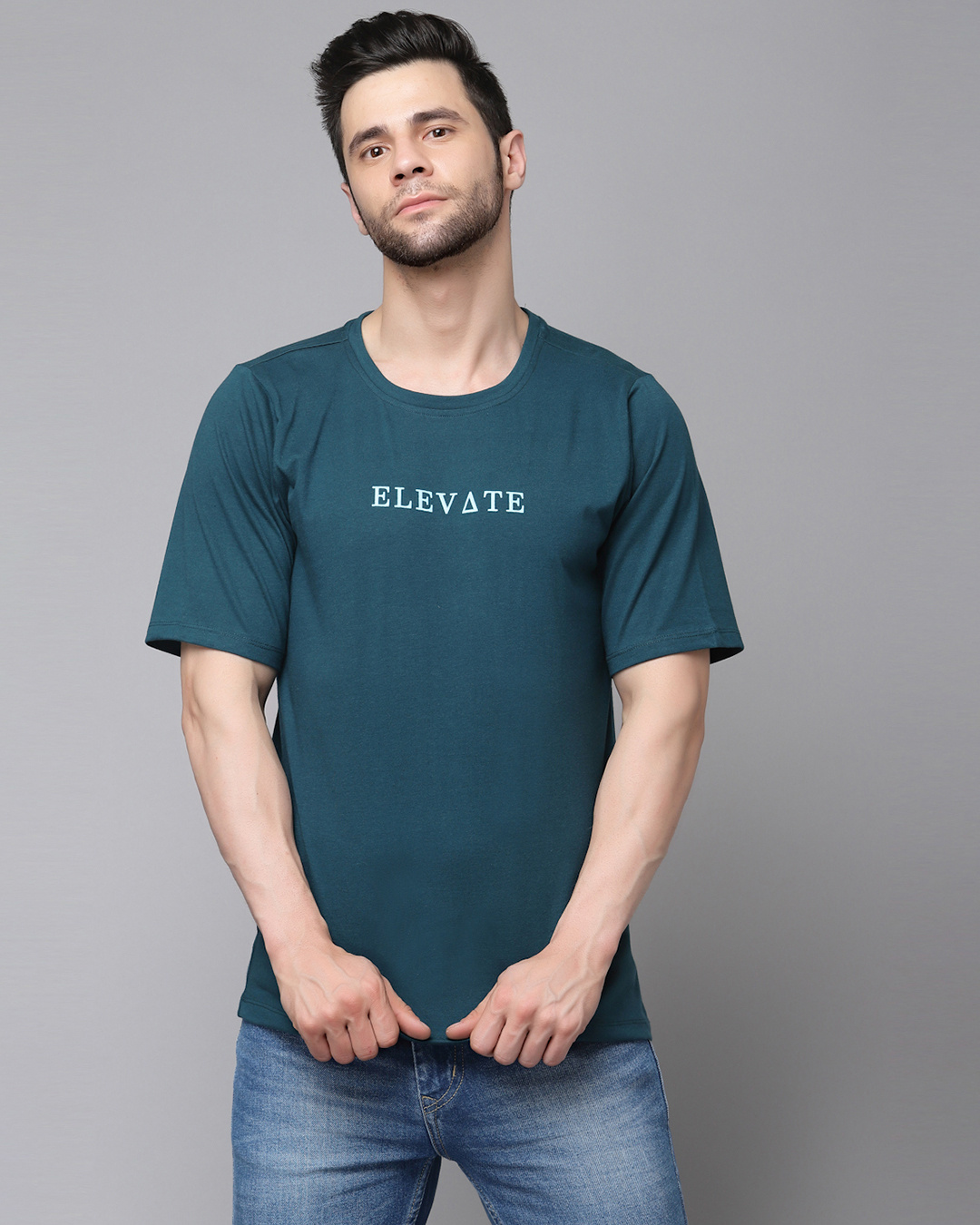 Shop Men's Green Typography T-shirt-Back